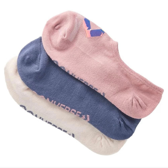 Women's Converse One Size Pink Blue Beige No-Show Socks 3-Pack - Picture 1 of 1